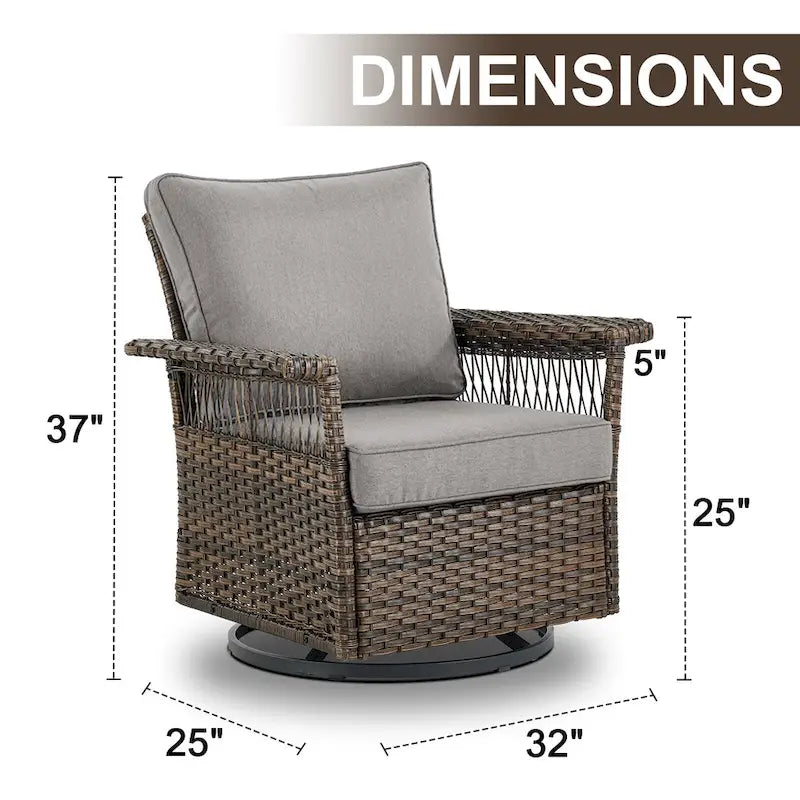 Gymojoy Ensemble bistro d'extérieur 5 pièces chaises pivotantes table repose-pieds - Marron