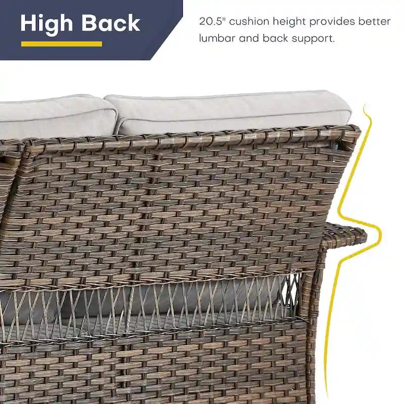 Gymojoy Ensemble bistro d'extérieur 5 pièces chaises pivotantes table repose-pieds - Marron