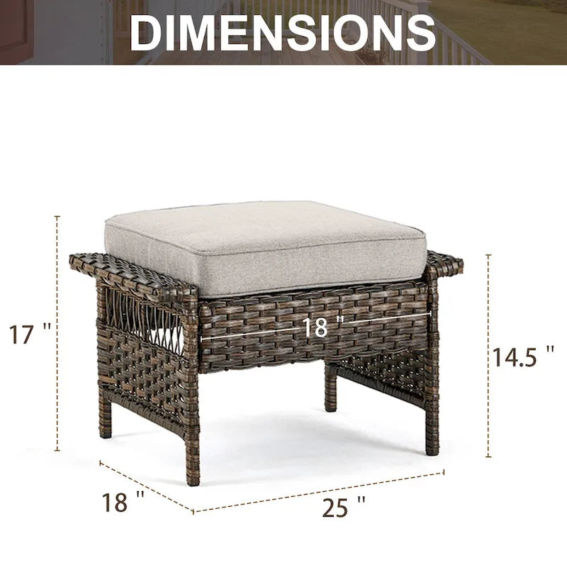Gymojoy Ensemble bistro d'extérieur 5 pièces chaises pivotantes table repose-pieds - Marron
