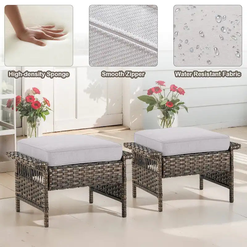 Gymojoy Ensemble bistro d'extérieur 5 pièces chaises pivotantes table repose-pieds - Marron