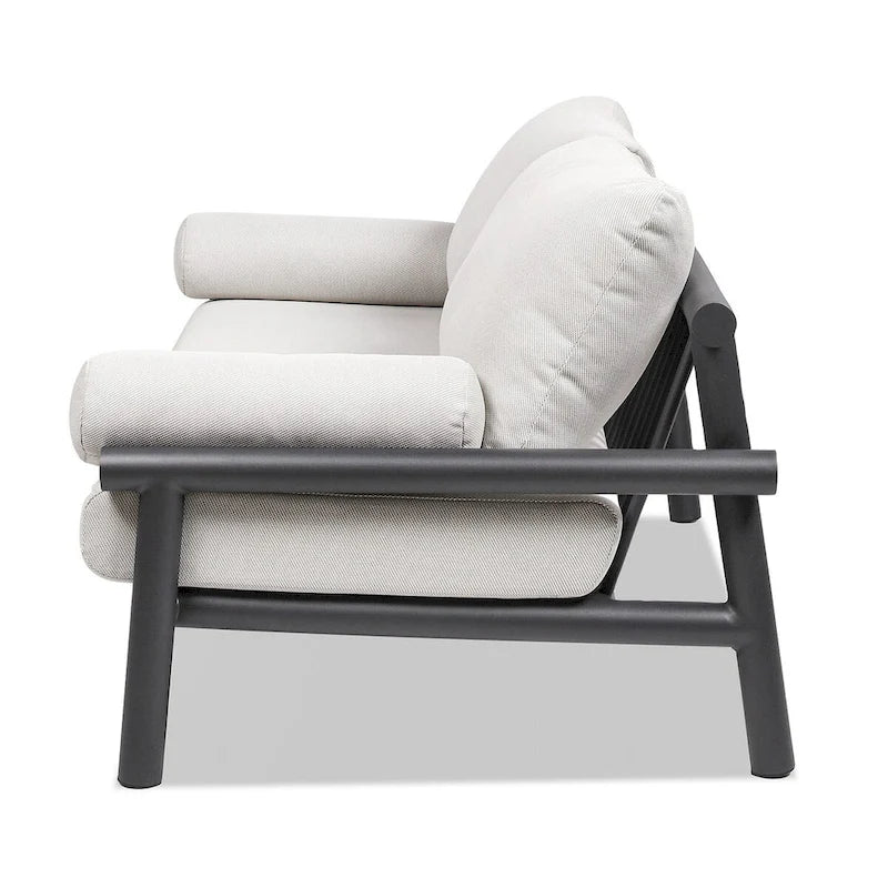 Causeuse de jardin Zara 73.5 en aluminium noir avec coussins