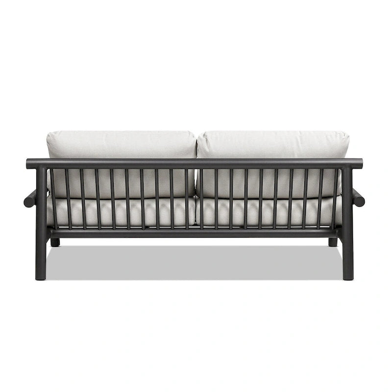 Causeuse de jardin Zara 73.5 en aluminium noir avec coussins