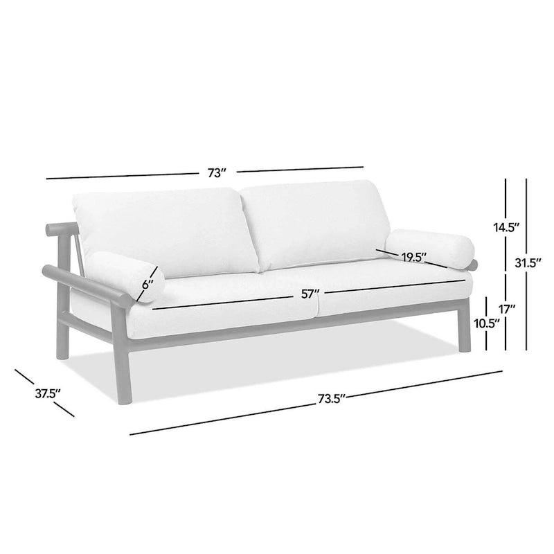 Causeuse de jardin Zara 73.5 en aluminium noir avec coussins