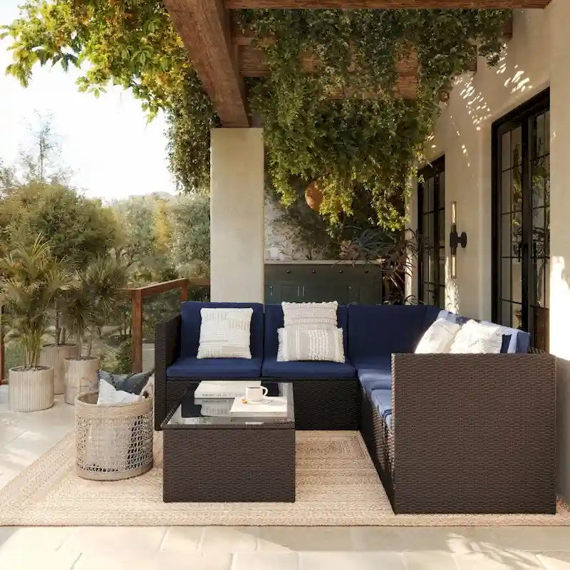 Ensemble canapé et table en rotin/osier pour patio intérieur/extérieur