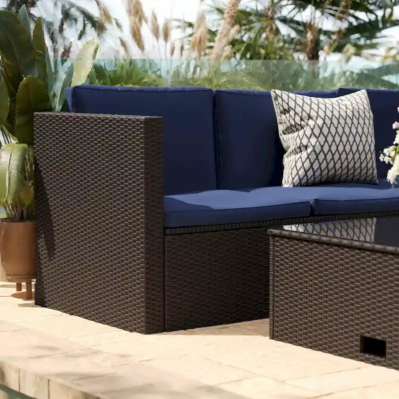 Ensemble canapé et table en rotin/osier pour patio intérieur/extérieur