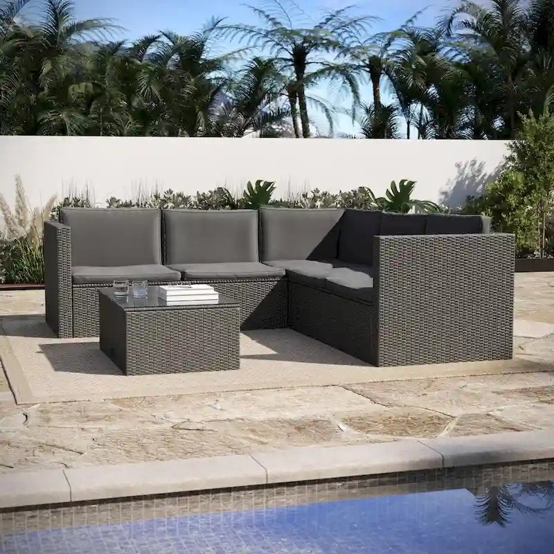 Ensemble canapé et table en rotin/osier pour patio intérieur/extérieur