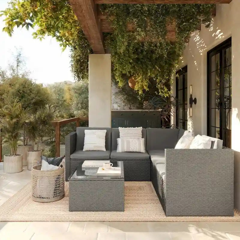 Ensemble canapé et table en rotin/osier pour patio intérieur/extérieur