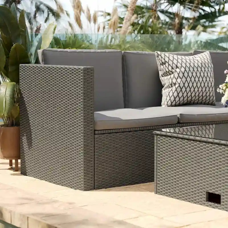 Ensemble canapé et table en rotin/osier pour patio intérieur/extérieur