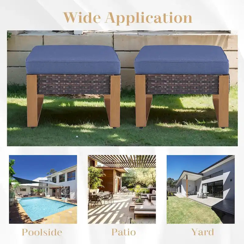 Gymojoy Salon de Jardin en Résine Tressée avec Canapé Sectionnel et Ottoman - Marron
