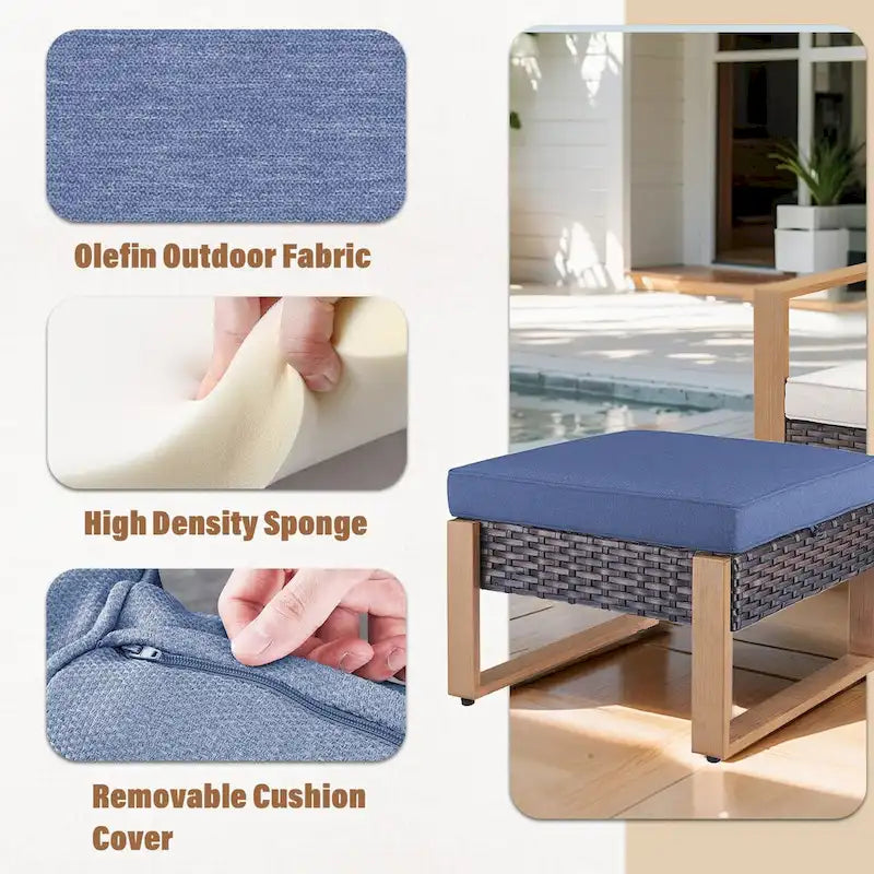 Gymojoy Salon de Jardin en Résine Tressée avec Canapé Sectionnel et Ottoman - Marron