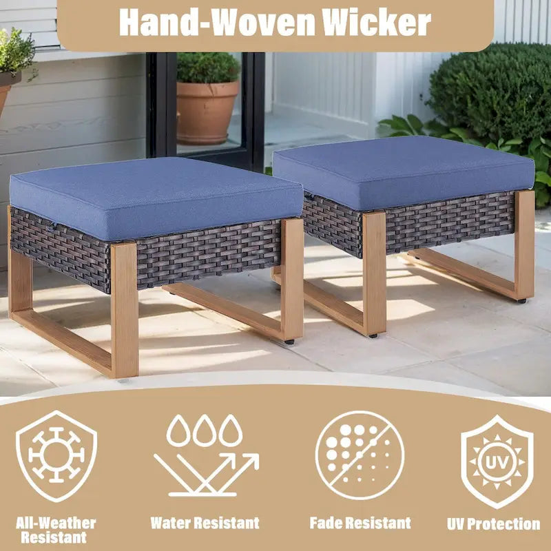 Gymojoy Salon de Jardin en Résine Tressée avec Canapé Sectionnel et Ottoman - Marron