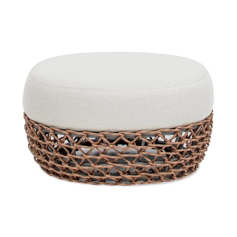 Ottoman de terrasse extérieur rembourré en corde tressée Willow 25 - 25L X 25P X 13,5H