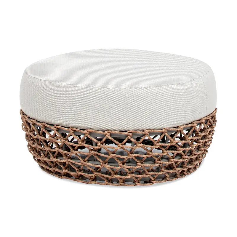 Ottoman de terrasse extérieur rembourré en corde tressée Willow 25 - 25L X 25P X 13,5H