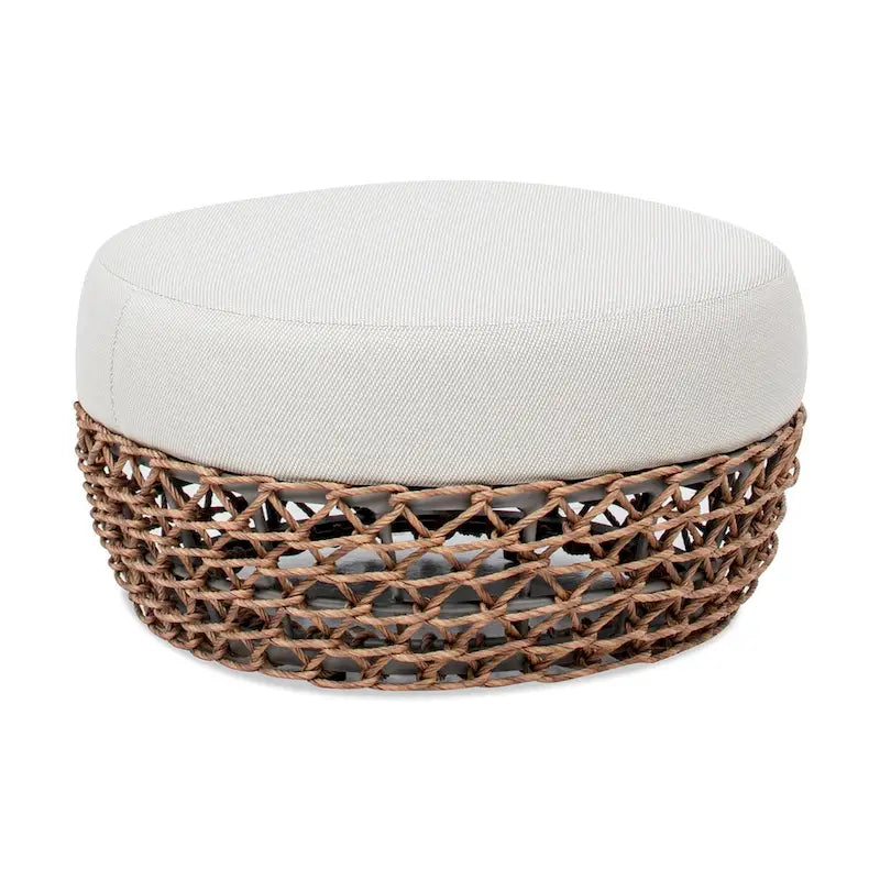 Ottoman de terrasse extérieur rembourré en corde tressée Willow 25 - 25L X 25P X 13,5H