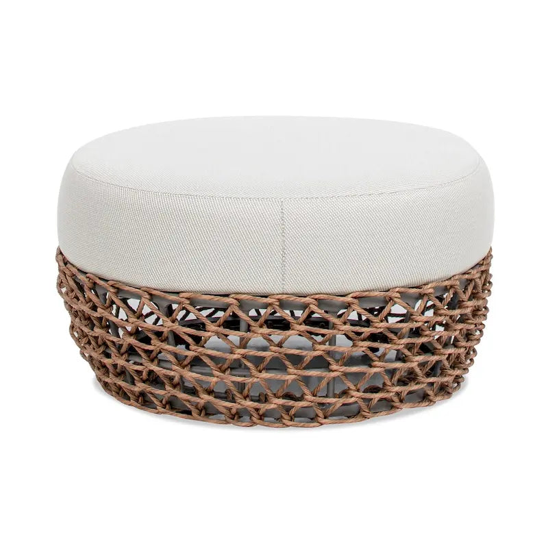 Ottoman de terrasse extérieur rembourré en corde tressée Willow 25 - 25L X 25P X 13,5H
