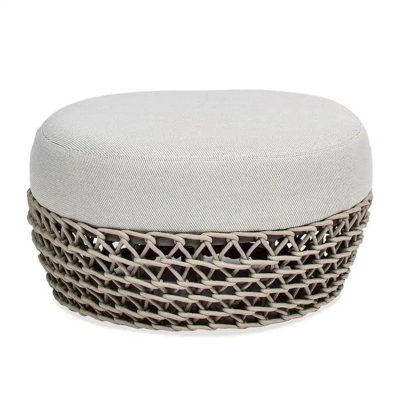 Ottoman de terrasse extérieur rembourré en corde tressée Willow 25 - 25L X 25P X 13,5H