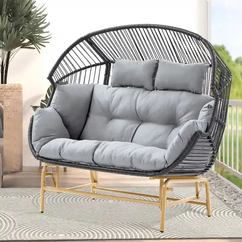 Fauteuil à bascule suspendu en rotin synthétique - Gris foncé