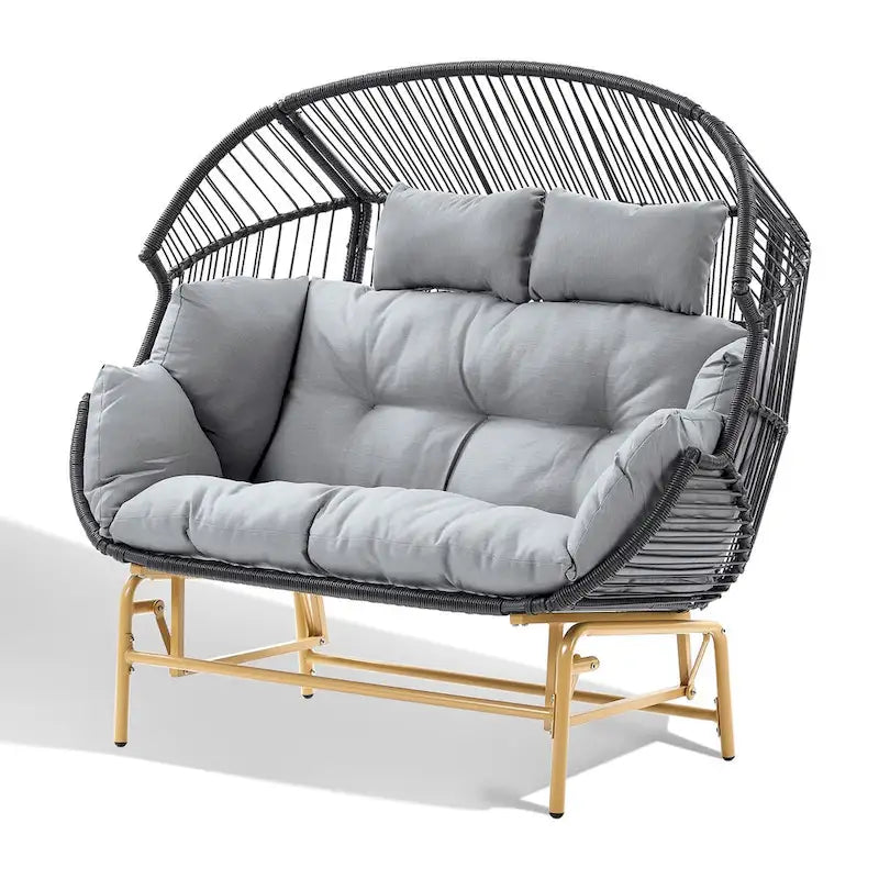 Fauteuil à bascule suspendu en rotin synthétique - Gris foncé