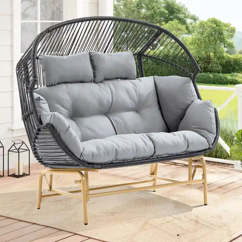 Fauteuil à bascule suspendu en rotin synthétique - Gris foncé