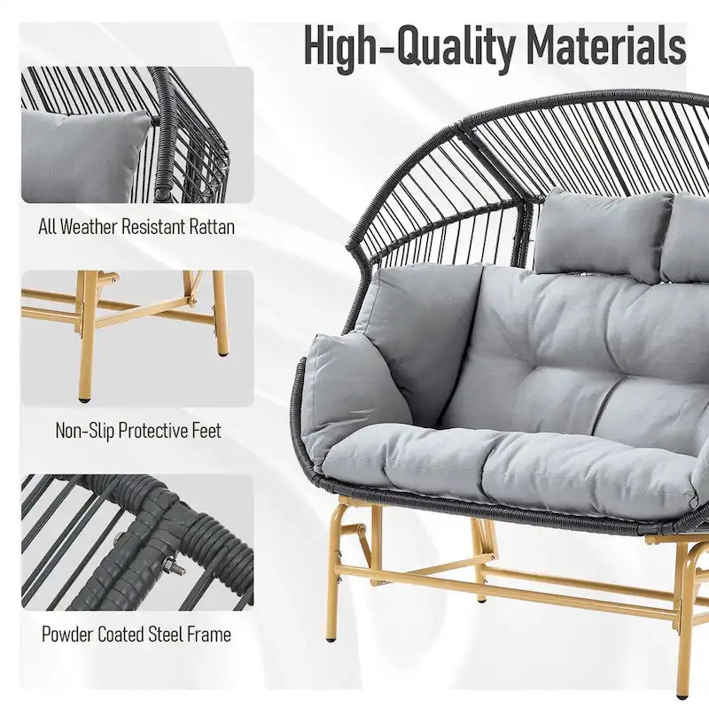 Fauteuil à bascule suspendu en rotin synthétique - Gris foncé