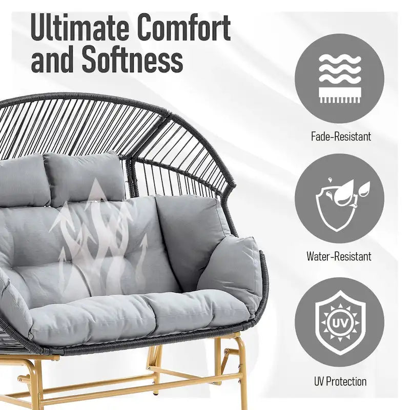 Fauteuil à bascule suspendu en rotin synthétique - Gris foncé