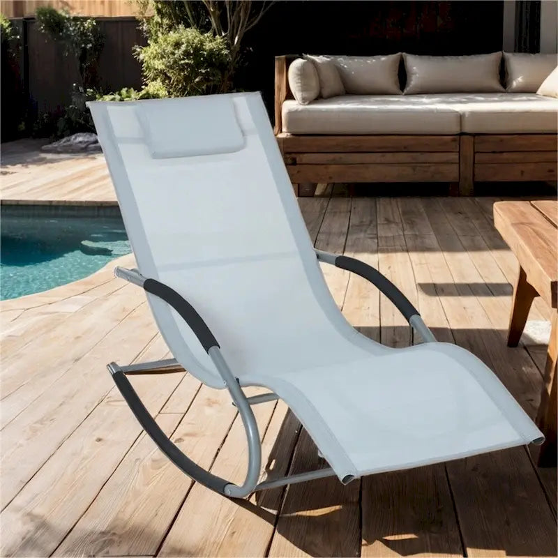 Outdoor Gravity Fabric Rocking Chair with Detachable Pillow
