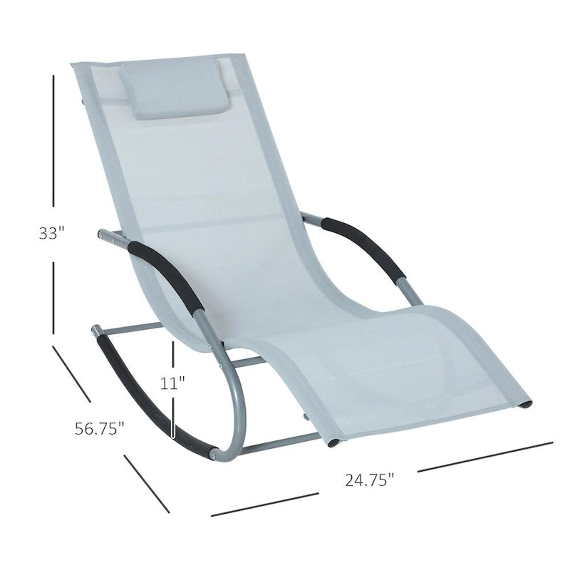 Fauteuil à bascule d'extérieur en tissu Zero Gravity avec oreiller détachable