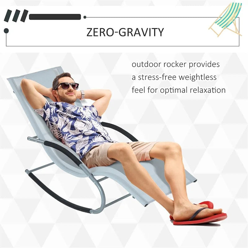 Fauteuil à bascule d'extérieur en tissu Zero Gravity avec oreiller détachable