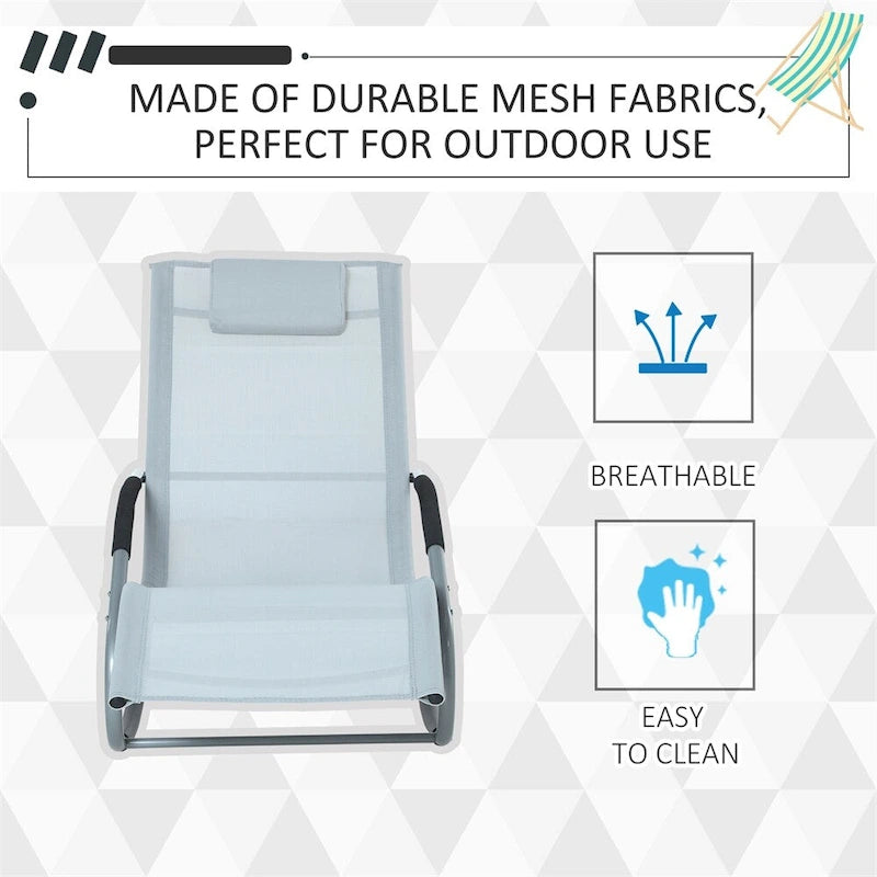Fauteuil à bascule d'extérieur en tissu Zero Gravity avec oreiller détachable