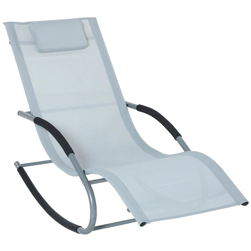 Fauteuil à bascule d'extérieur en tissu Zero Gravity avec oreiller détachable