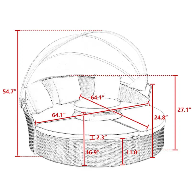 Bain de soleil d'extérieur beige avec auvent réglable et design convertible