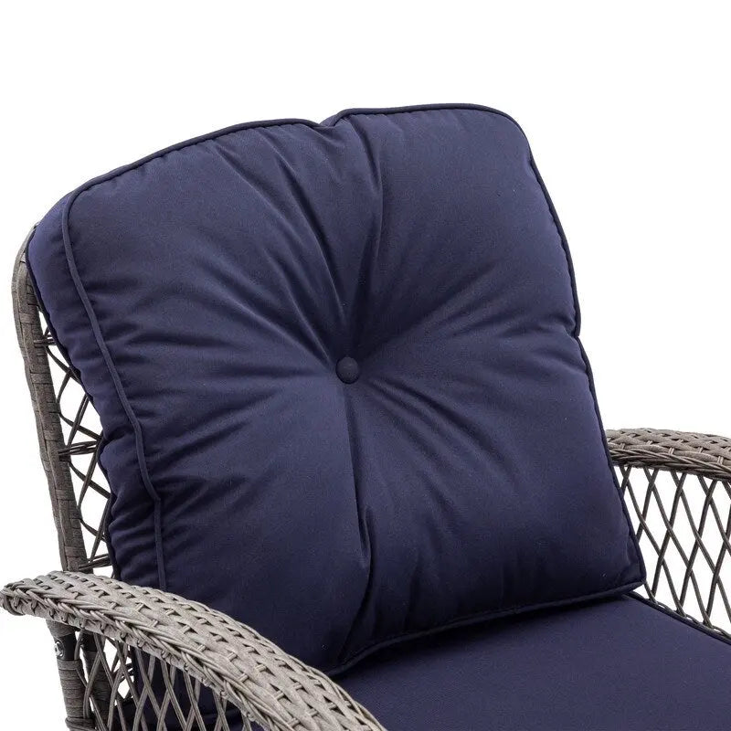 Ensemble de conversation d'extérieur 3 pièces avec fauteuils pivotants et coussins