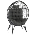 Fauteuil œuf en osier d'extérieur avec coussin