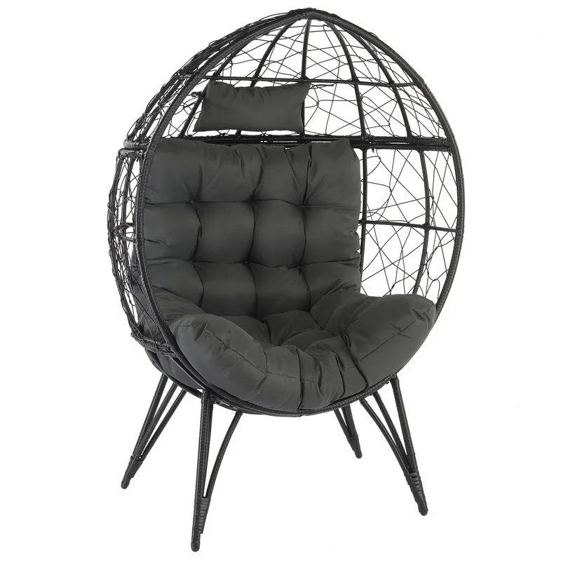 Fauteuil œuf en osier d'extérieur avec coussin
