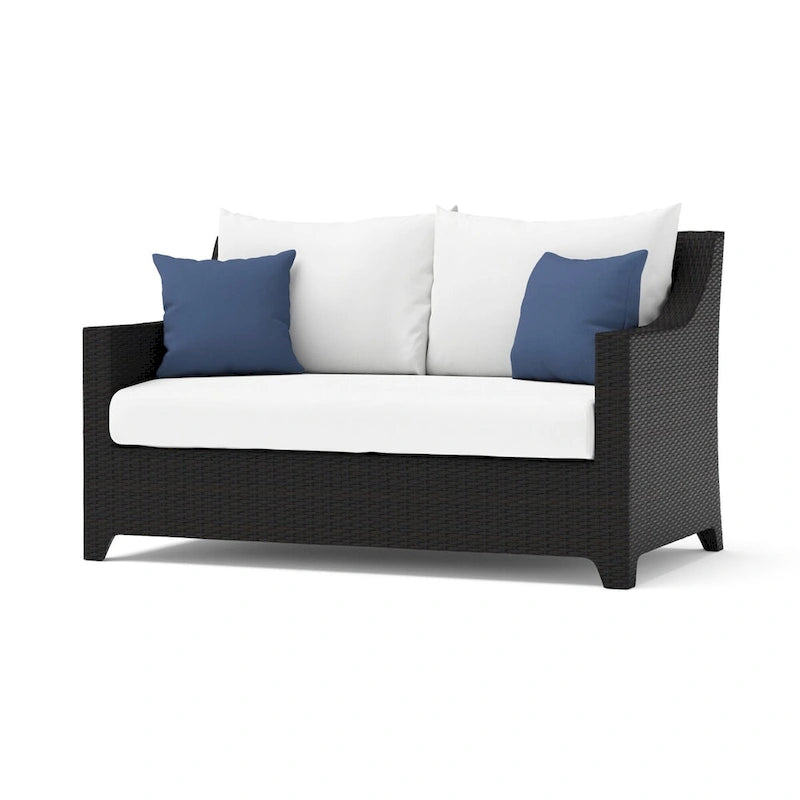 Ensemble de feu Deco 5 pièces Sunbrella pour patio, avec causeuse et fauteuil de club à mouvement