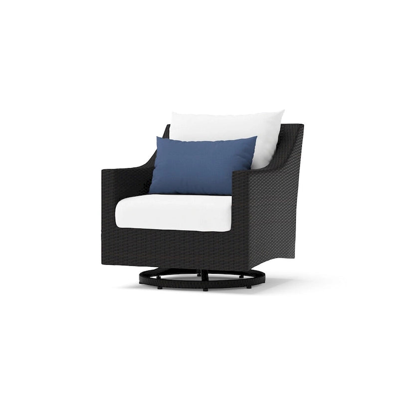 Ensemble de feu Deco 5 pièces Sunbrella pour patio, avec causeuse et fauteuil de club à mouvement