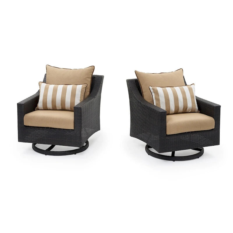 Ensemble de feu Deco 5 pièces Sunbrella pour patio, avec causeuse et fauteuil de club à mouvement