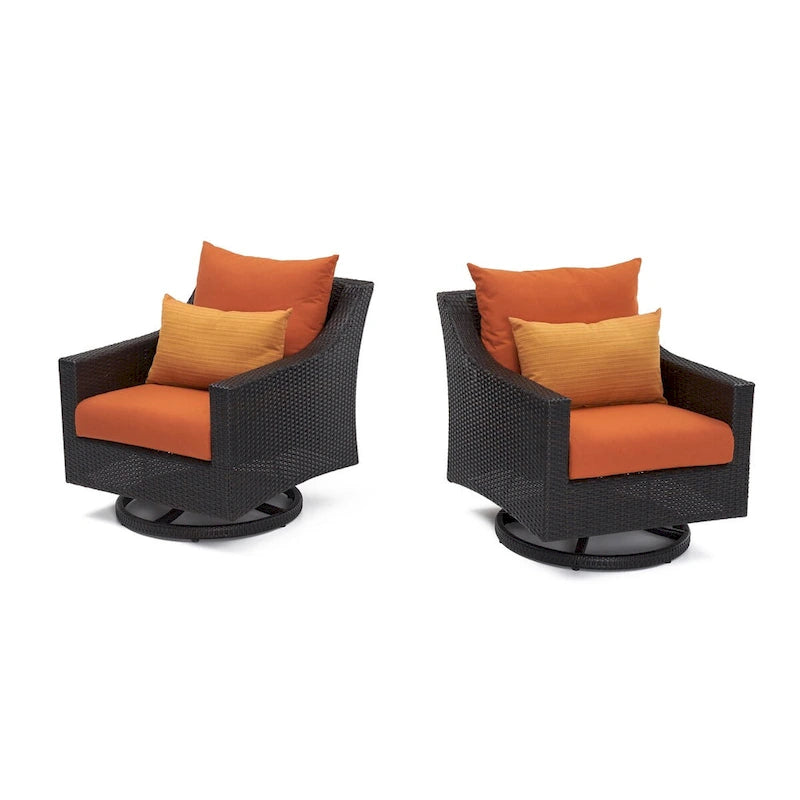 Ensemble de feu Deco 5 pièces Sunbrella pour patio, avec causeuse et fauteuil de club à mouvement