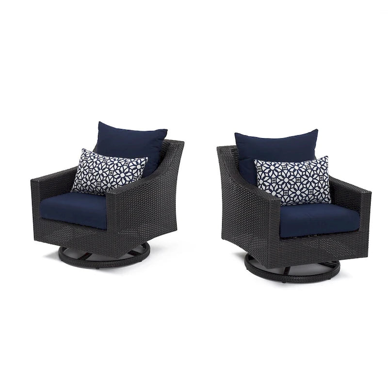 Ensemble de feu Deco 5 pièces Sunbrella pour patio, avec causeuse et fauteuil de club à mouvement