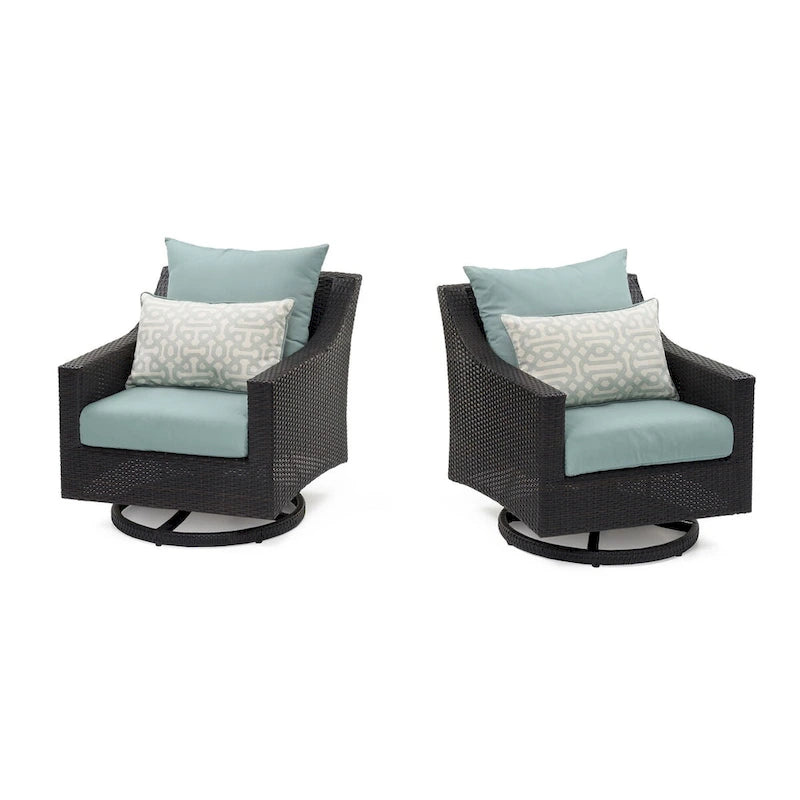 Ensemble de feu Deco 5 pièces Sunbrella pour patio, avec causeuse et fauteuil de club à mouvement