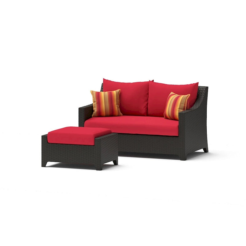 Ensemble de feu Deco 5 pièces Sunbrella pour patio, avec causeuse et fauteuil de club à mouvement