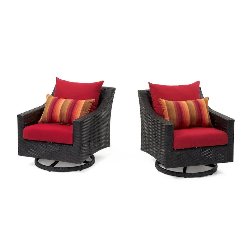 Ensemble de feu Deco 5 pièces Sunbrella pour patio, avec causeuse et fauteuil de club à mouvement