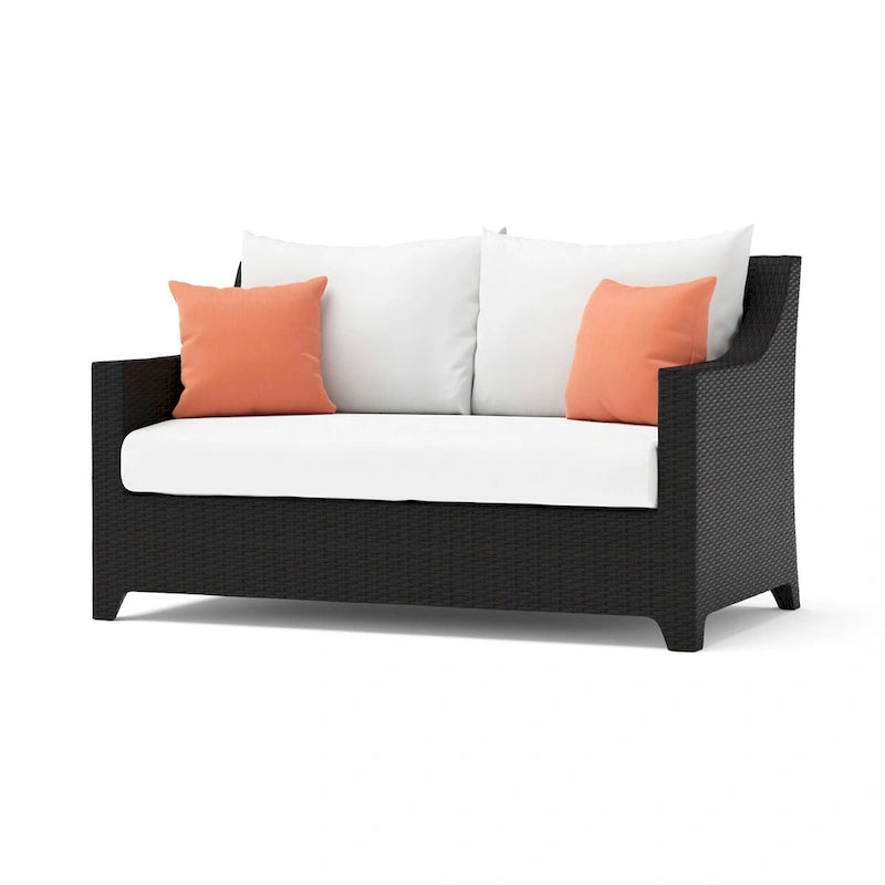 Ensemble de feu Deco 5 pièces Sunbrella pour patio, avec causeuse et fauteuil de club à mouvement