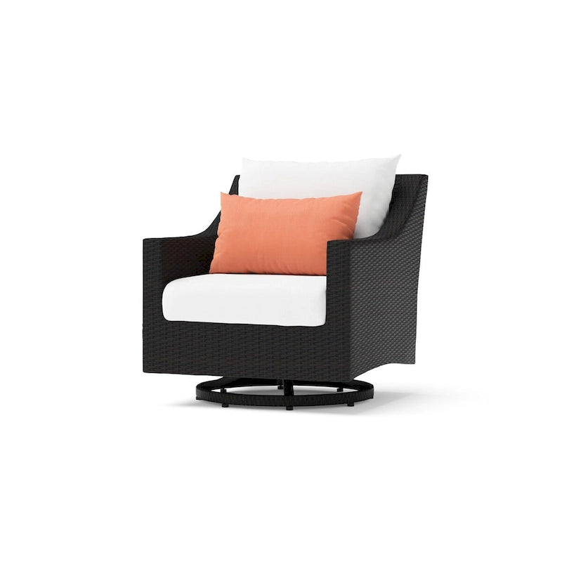 Ensemble de feu Deco 5 pièces Sunbrella pour patio, avec causeuse et fauteuil de club à mouvement