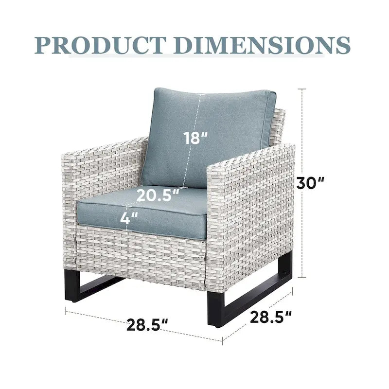 Chaise de patio à dossier haut et assise profonde - Gris clair