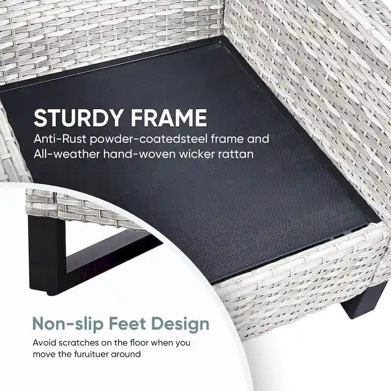 Chaise de patio à dossier haut et assise profonde - Gris clair