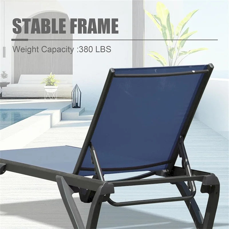 Chaise longue de patio avec dossier réglable et roulettes (ensemble de 2) - S/O