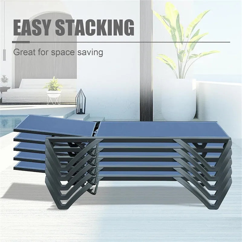 Chaise longue de patio avec dossier réglable et roulettes (ensemble de 2) - S/O