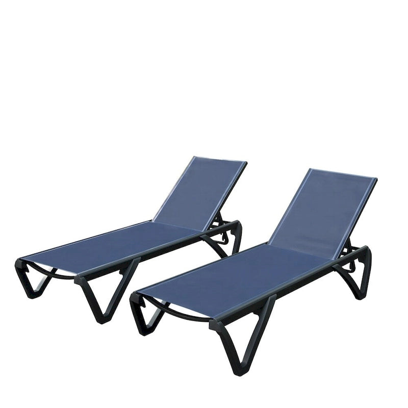 Chaise longue de patio avec dossier réglable et roulettes (ensemble de 2) - S/O