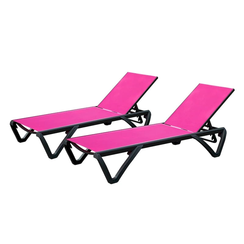 Chaise longue de patio avec dossier réglable et roulettes (ensemble de 2) - S/O